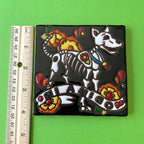 Talavera styre tile of skeleton dog and mi amigo 