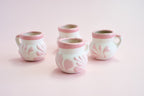 Pink and White Mini Terracotta Mexican Cups with Handle