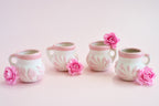 Pink and White Mini Terracotta Mexican Cups with Handle